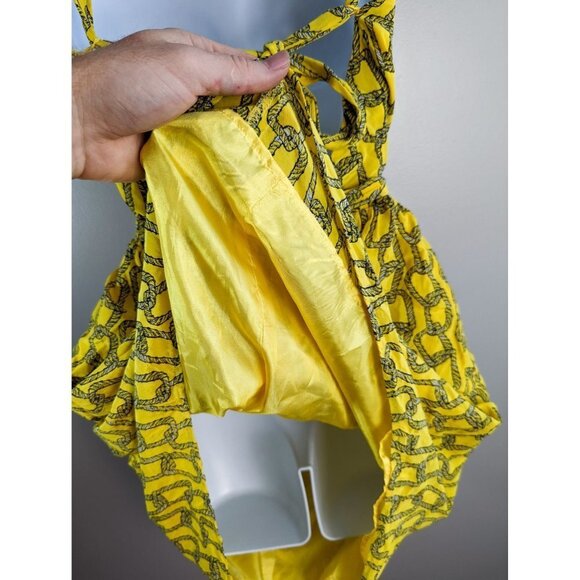 Leona Lauren Leonard Chain link Yellow Belted Mini Dress 4 - Picture 6 of 7